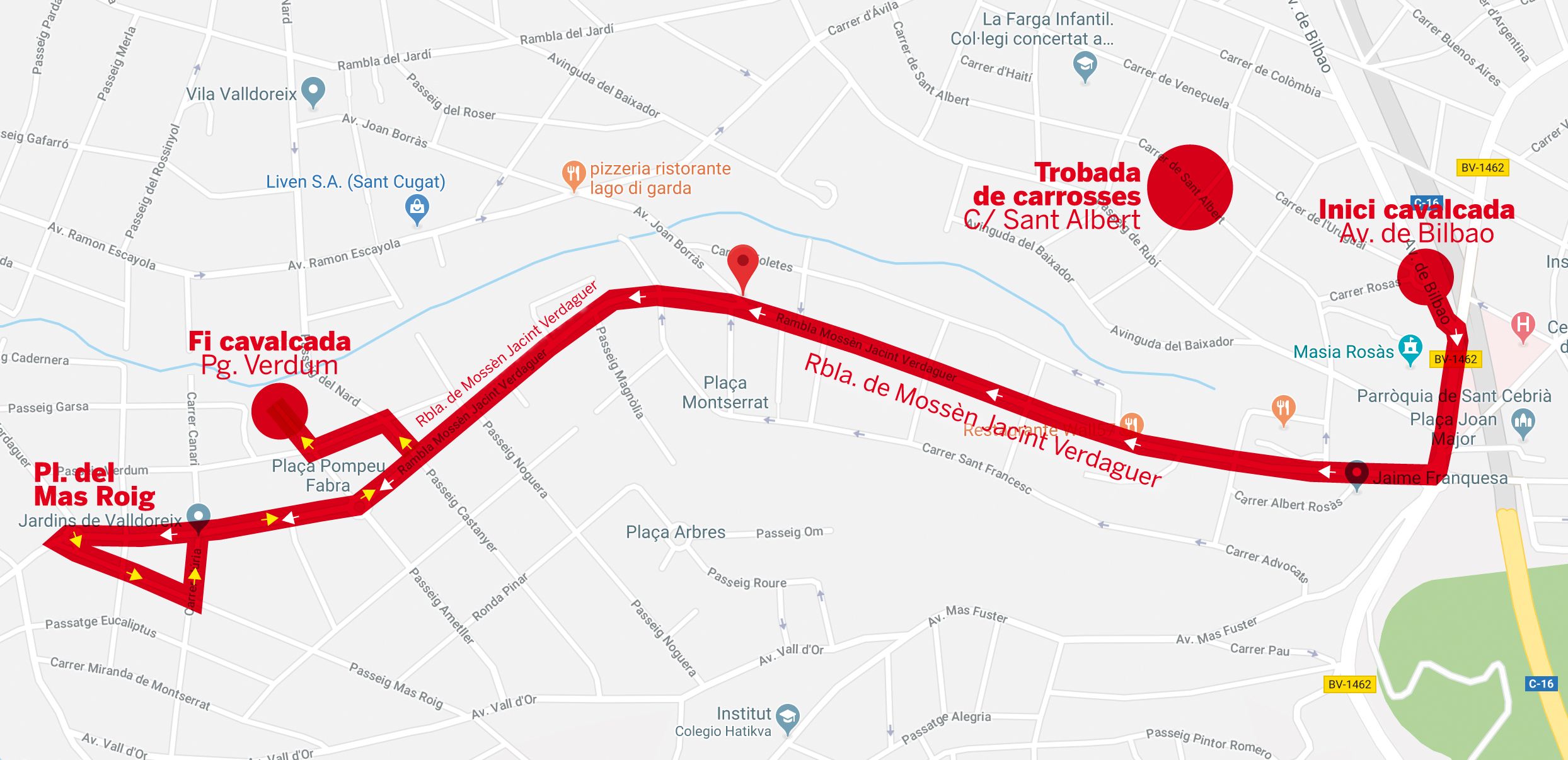 Recorregut de la cavalcada de Valldoreix