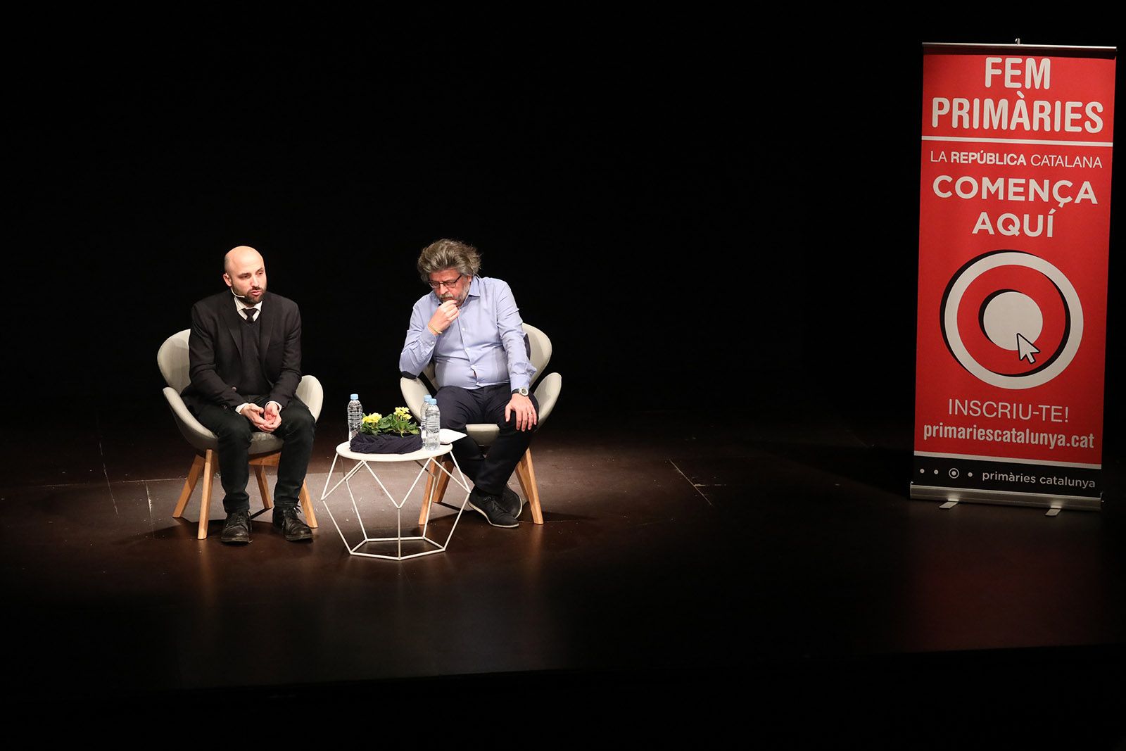 Acte de Primàries Sant Cugat, amb Jordi Graupera i Antoni Castellà. Foto: Lali Álvarez