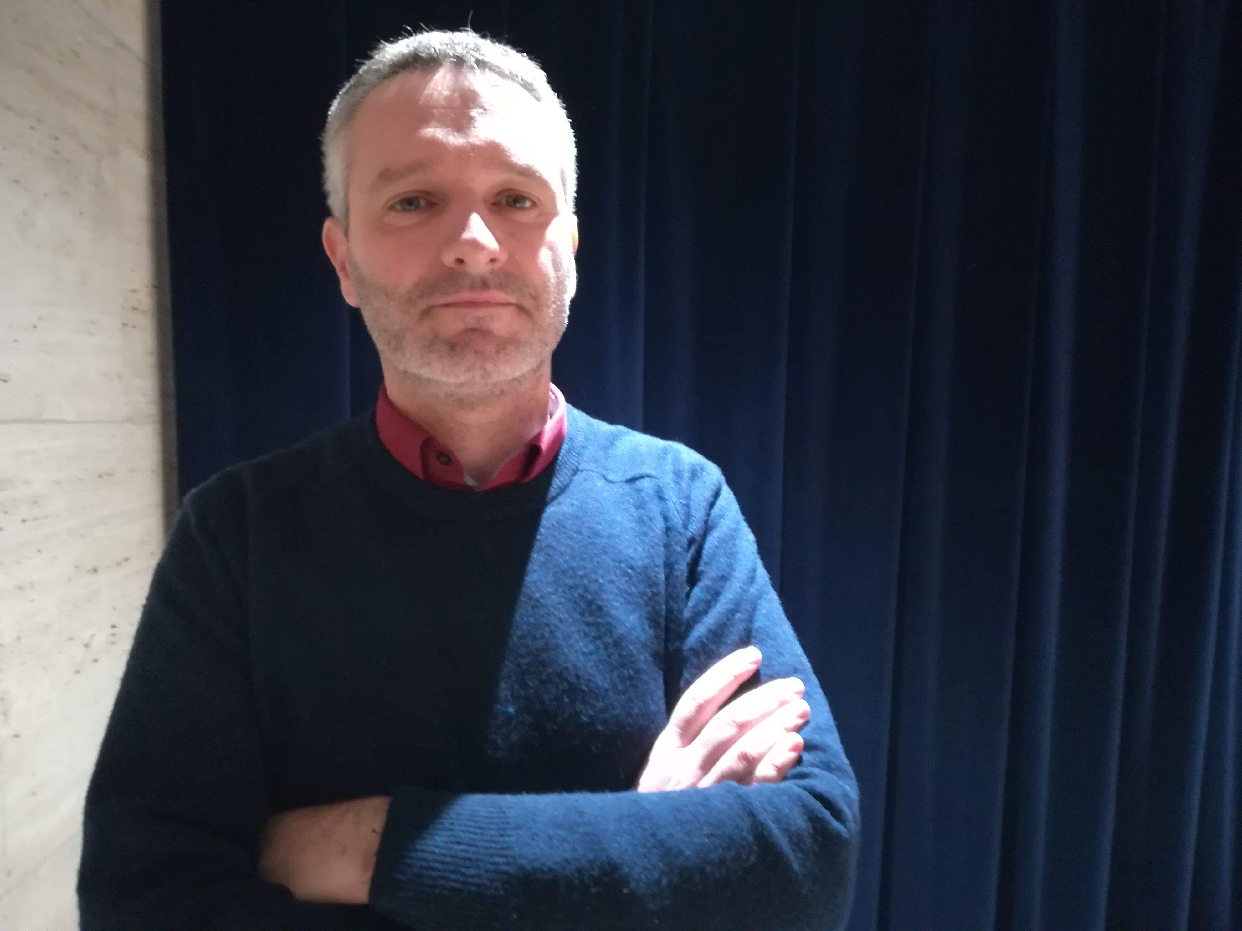 Pere Riera durant la presentació a Sant Cugat de 'La dansa de la venjança'. FOTO: C.Caballé