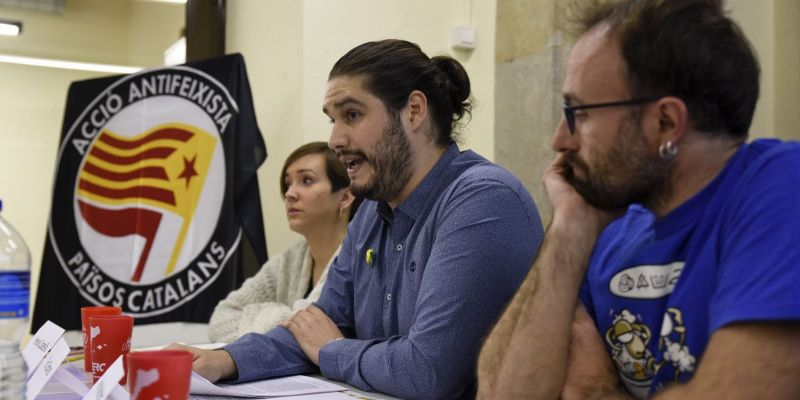 Moment de la xerrada antifeixista. FOTO: Bernat Millet