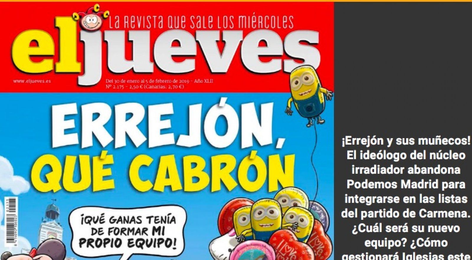 La portada del Jueves d'aquesta setmana. El Jueves