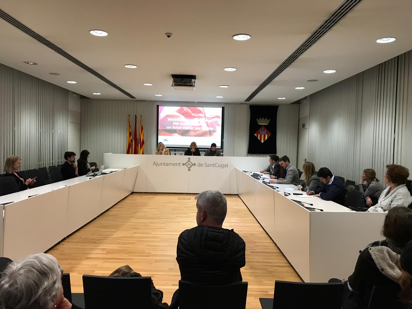 Conferència "Malalties rares en l'era del coneixement, un futur millor per a tots" a la sala de plens de l'Ajuntament de Sant Cugat. FOTO: C.Caballé
