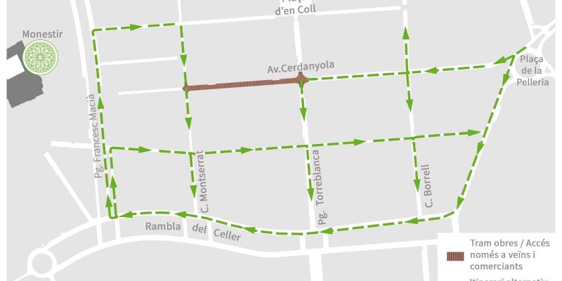 Afectacions viàries mentre durins les obres. FOTO: Ajuntament de Sant Cugat