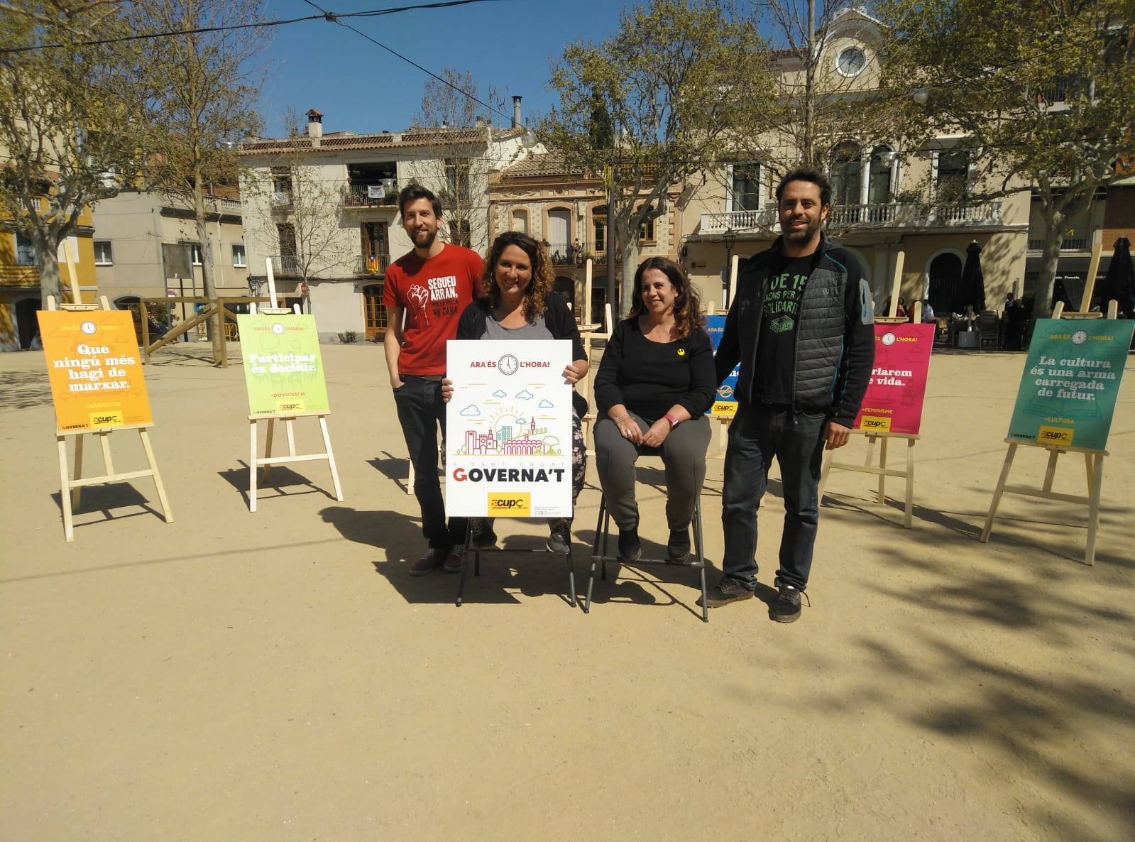 L'equip de la CUP-PC durant la presentació dels eixos del programa electoral. FOTO: Ferran Mitjà