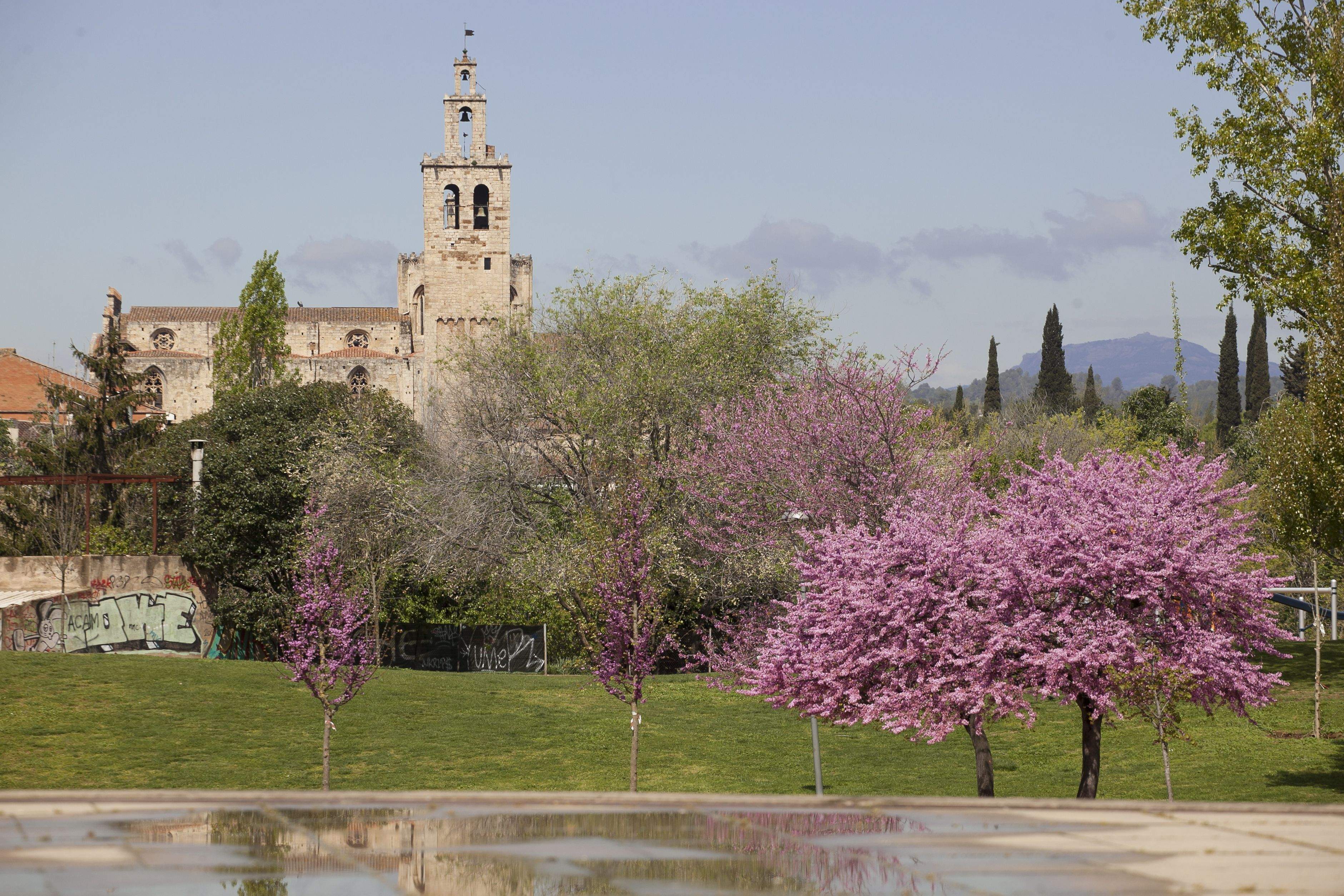 Parc de Ramon Barnils amb el Monestir al fons. FOTO: Arxiu
