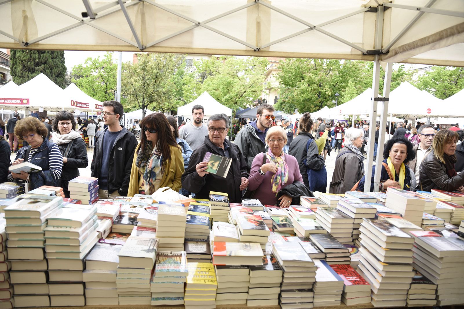 Venta de llibres durant la diada de Sant Jordi. Foto: Bernat Millet.