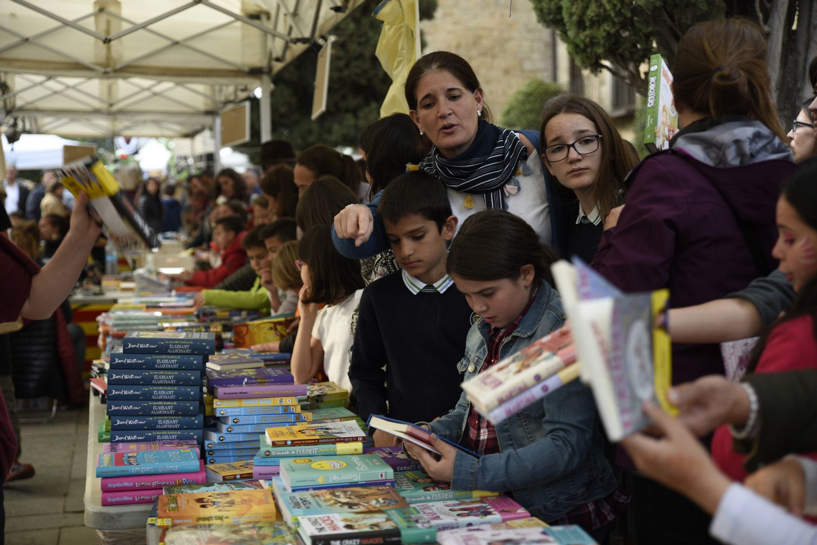 Venda de llibres durant la diada de Sant Jordi. Foto: Bernat Millet.