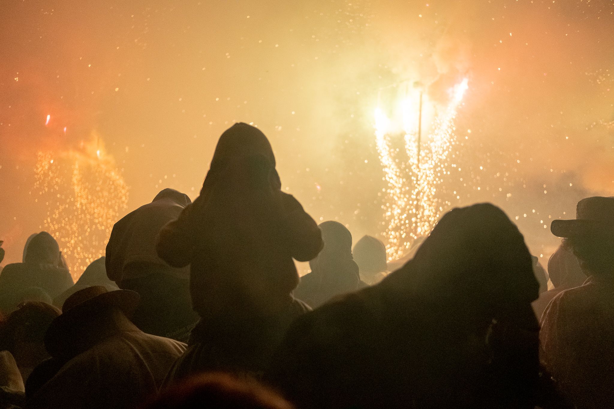 Bany de foc al parc de Ramon Barnils. FOTO: Ale Gómez