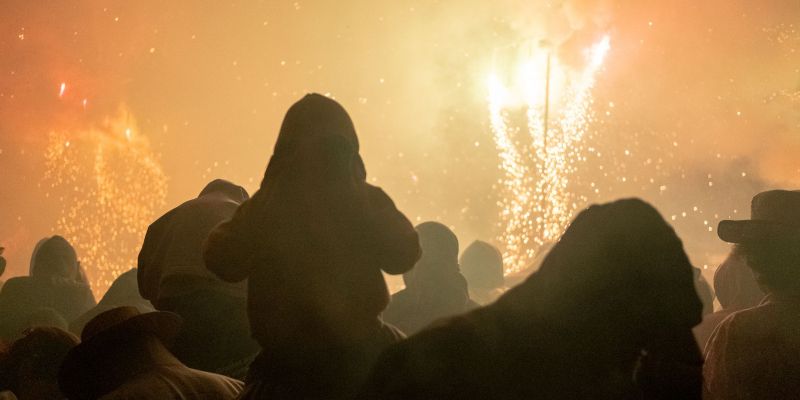 Bany de foc al parc de Ramon Barnils. FOTO: Ale Gómez