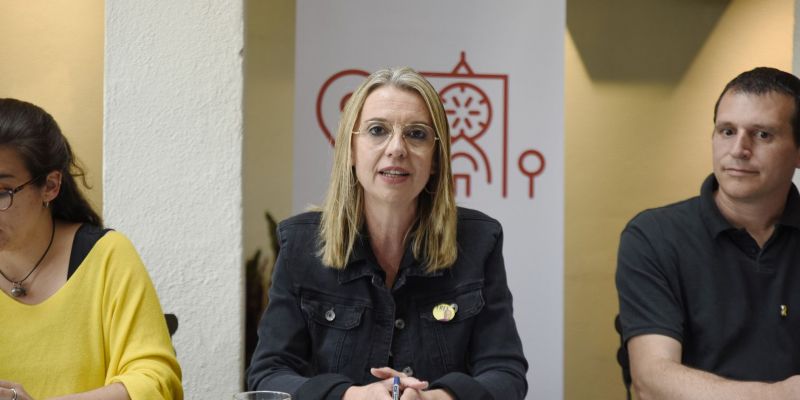 Mireia Ingla, alcaldable d'ERC-MES, durant la presentació del programa. FOTO: Bernat Millet