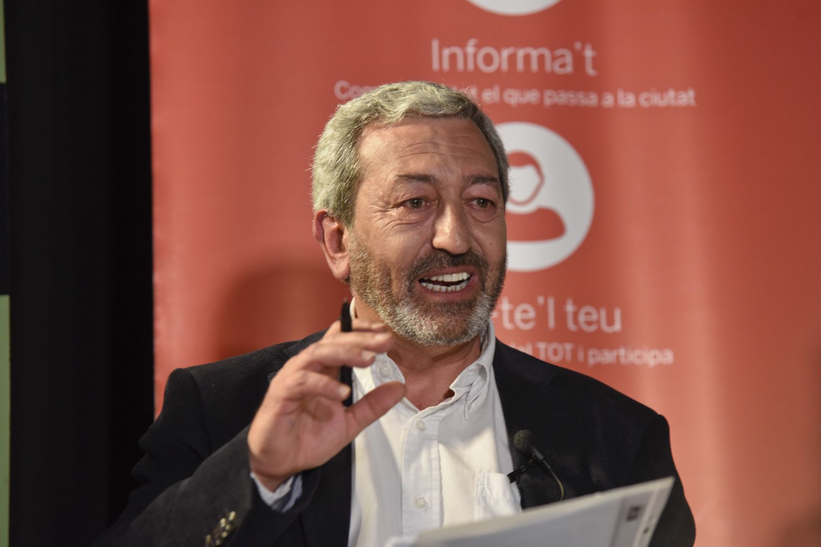 Carles Toda al debat electoral dels candidats a l'alcaldia. Foto: Bernat Millet.