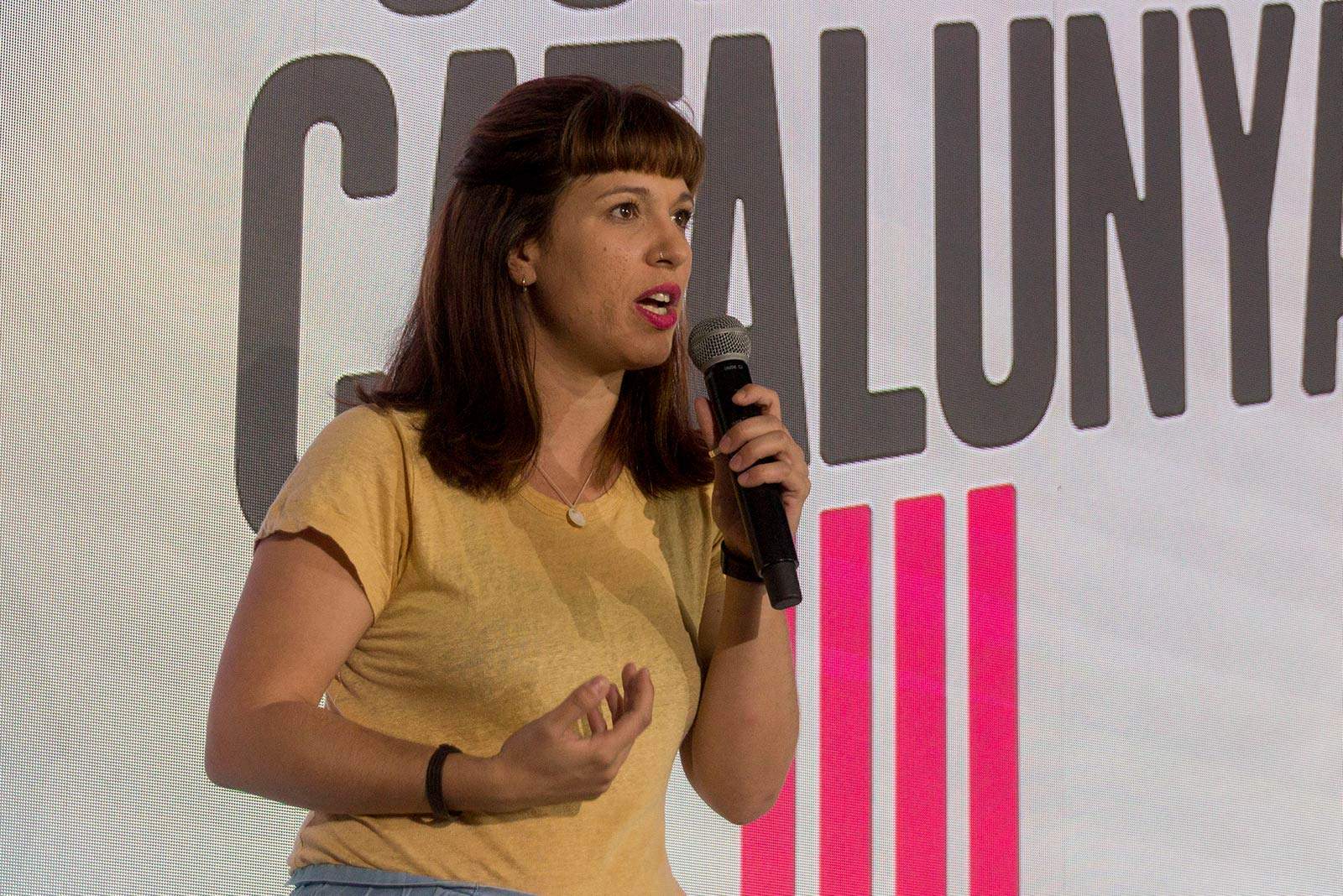 Bea Talegón en l'acte de Junts per Sant Cugat. FOTO: Paula Galván