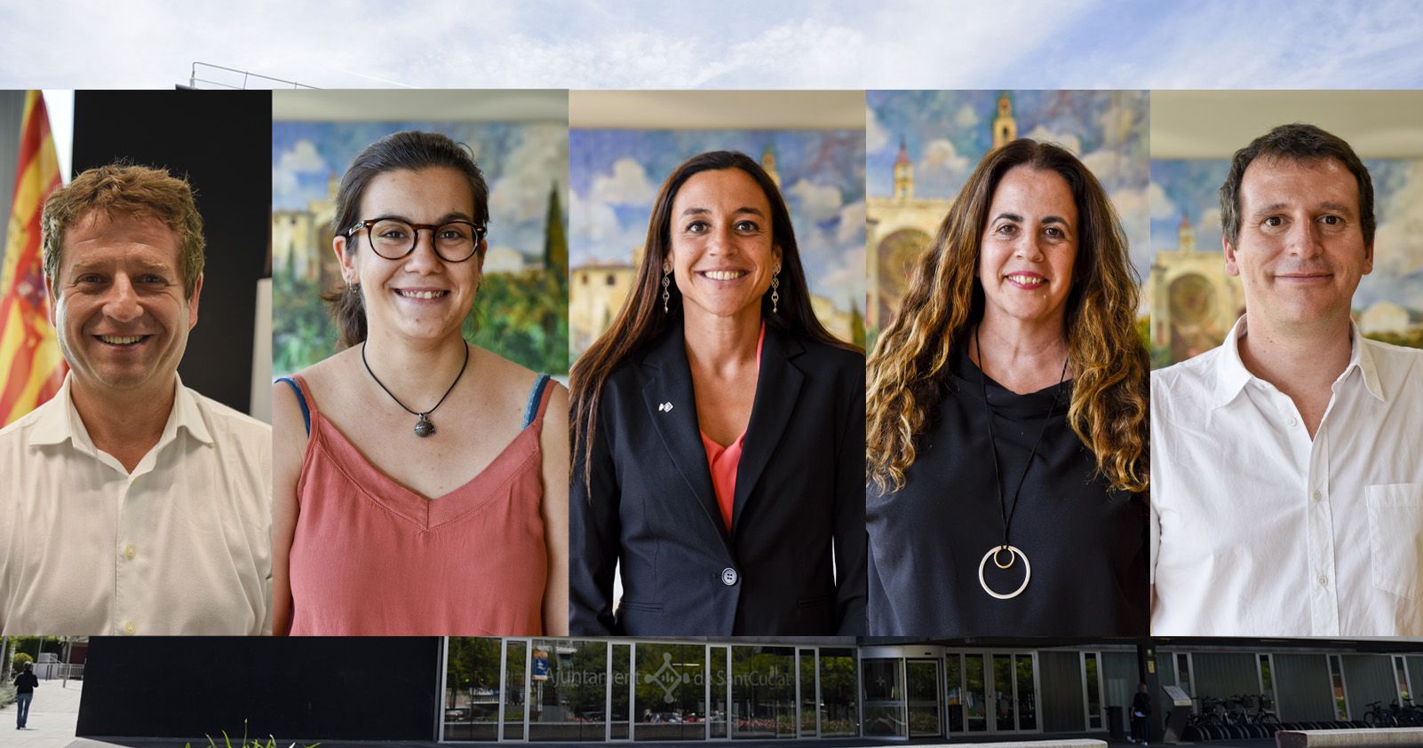 D'esquerra a dreta: Pere Soler, Esther Madrona, Elena Vila, Lourdes Llorente i Francesc Duch.