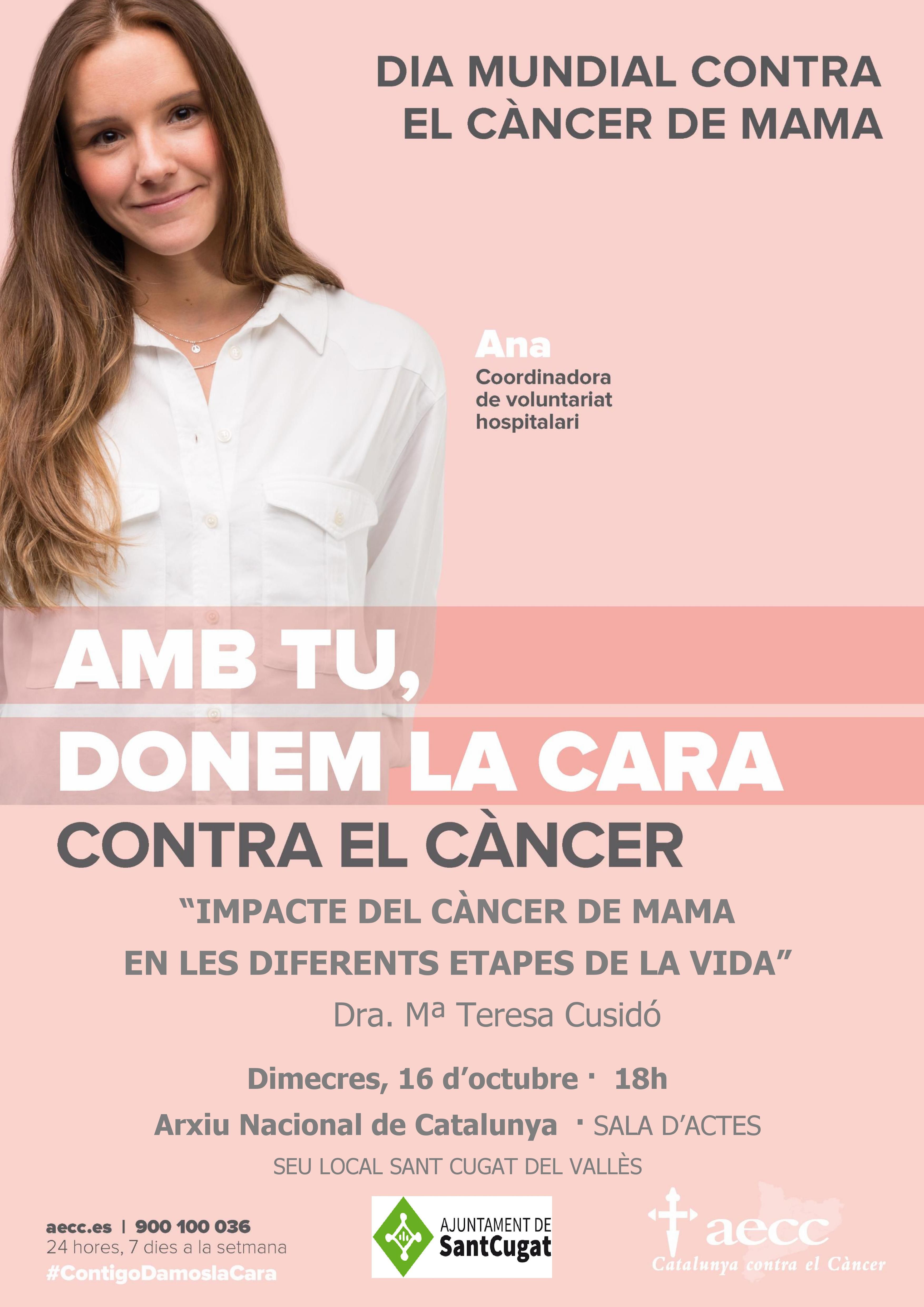 Cartell informatiu de la conferencia del 16 d'octubre pel dia Mundial del Càncer de mama