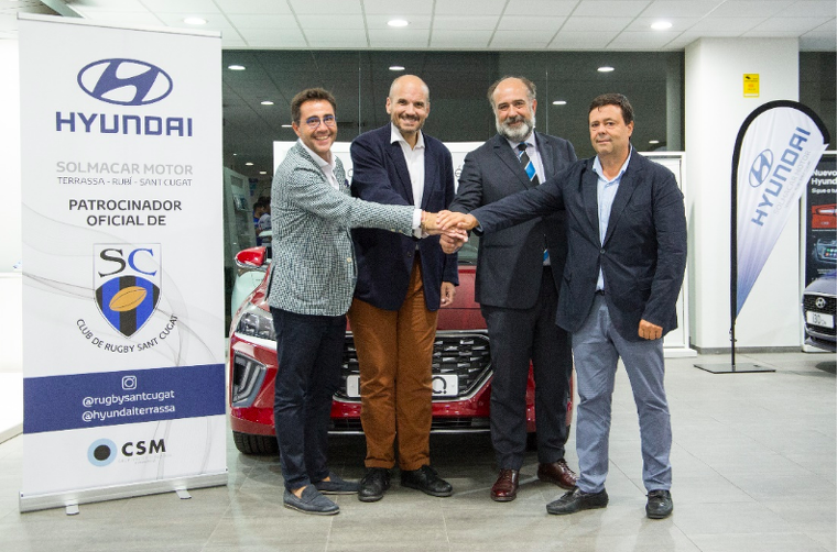 Hyundai Solmacar i el Club de Rugby Sant Cugat firmen un acord de patrocini. FOTO: Cedida
