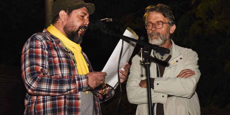 Lectura del manifest durant la concentració. FOTO: Bernat Millet