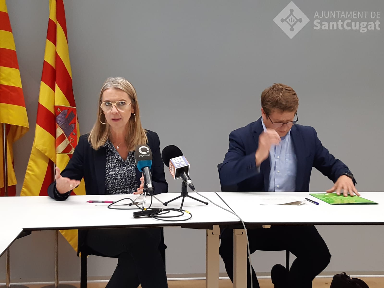 Mireia Ingla i Pere Soler en la roda de premsa sobre el Tribut Metropolità. FOTO: Ferran Mitjà
