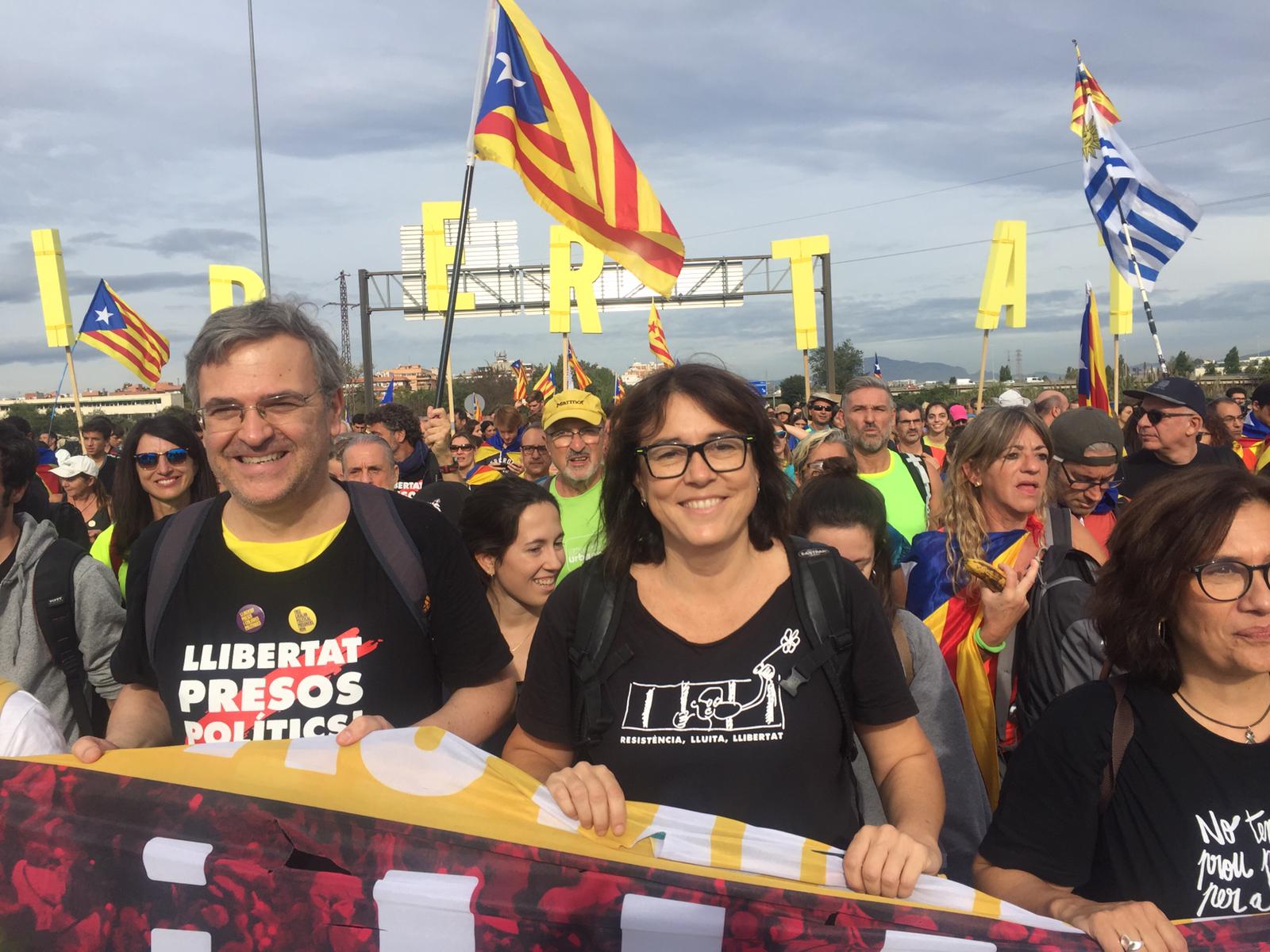 Diana Riba en les Marxes per la Llibertat. Foto: Ferran Mitja.