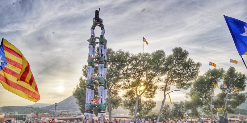 Actuació dels Castellers de Sant Cugat a Lledoners. FOTO: Quim Llop