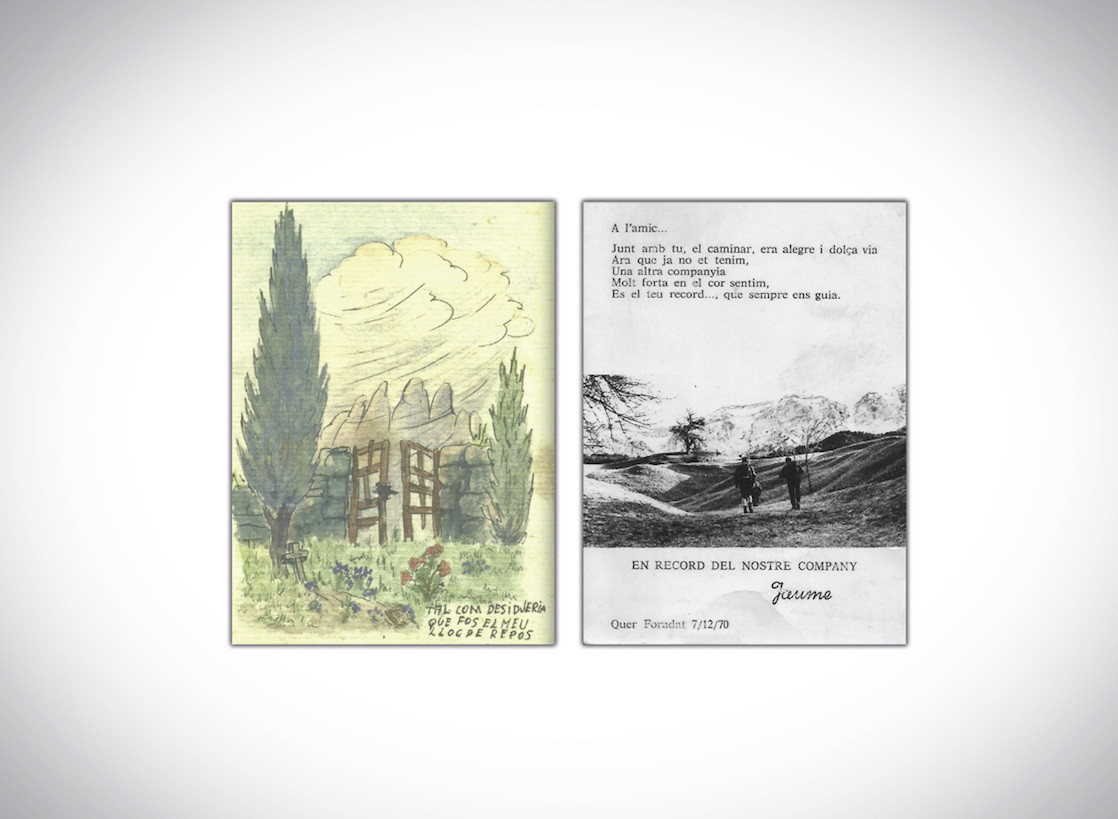 Dos recordatoris que diuen molt de les persones a les quals fan menció. Jaume Mata i Grau-Garriga. FOTO: Josep Maria Cabrerizo