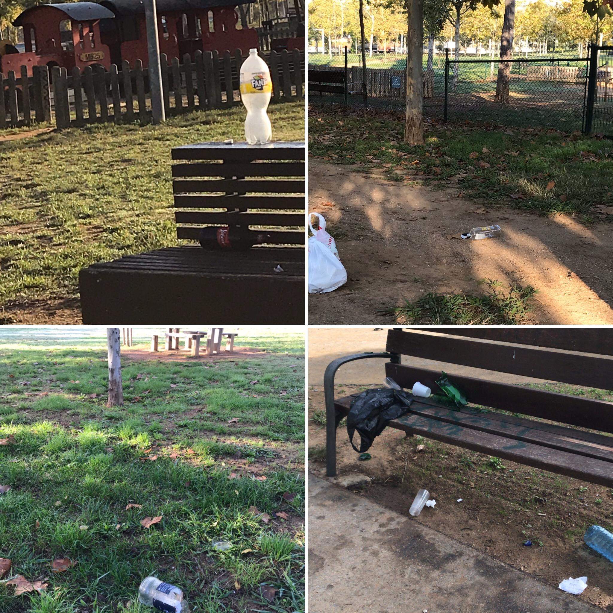 Restes de les festes nocturnes als espais públics. FOTO: Maria Dolores Babot