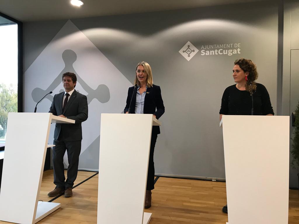 Soler, Ingla i Gibert durant la presentació del Pla de Govern. FOTO: TOT Sant Cugat