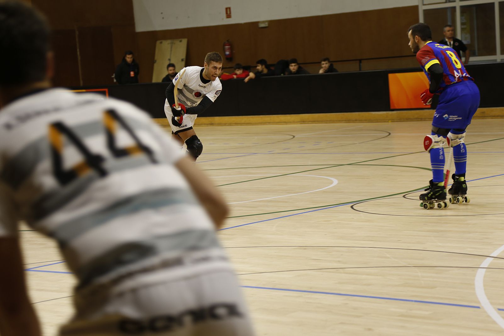Partit d'hoquei masculí sobre patins al partit de lliga UE Sant Cugat-Almeda. FOTO: Anna Bassa
