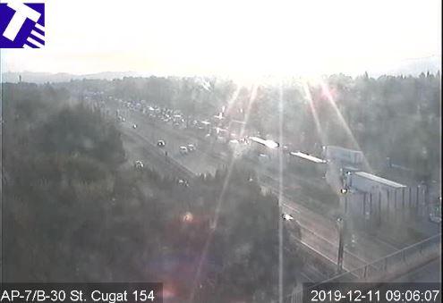 Retencions a l'AP-7 en el seu pas per Sant Cugat FOTO: Trànsit