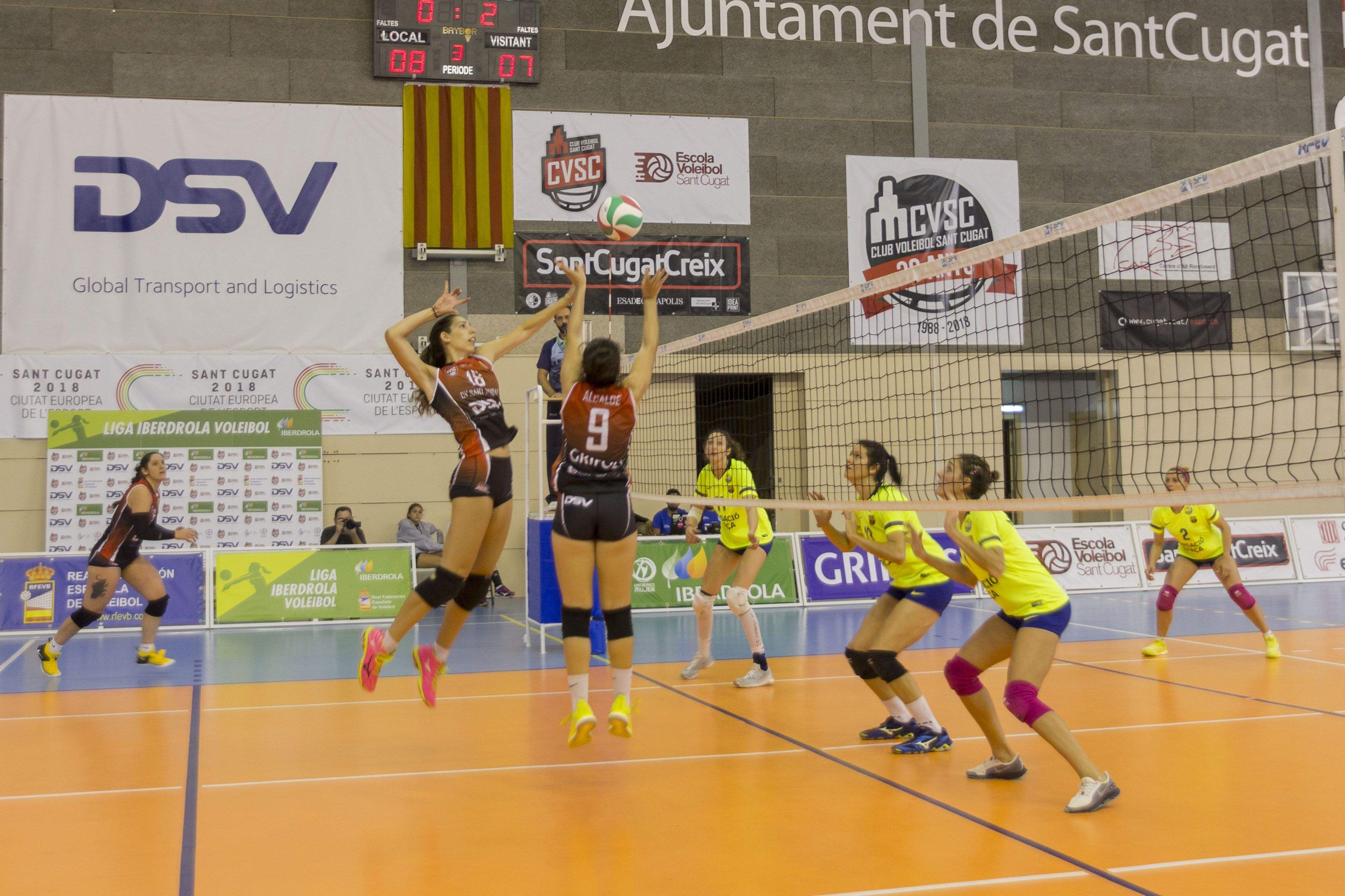 Partit de la temporada 2018-2019 entre el DSV Club Voleibol Sant Cugat i el CVB Barça. FOTO: Paula Galván