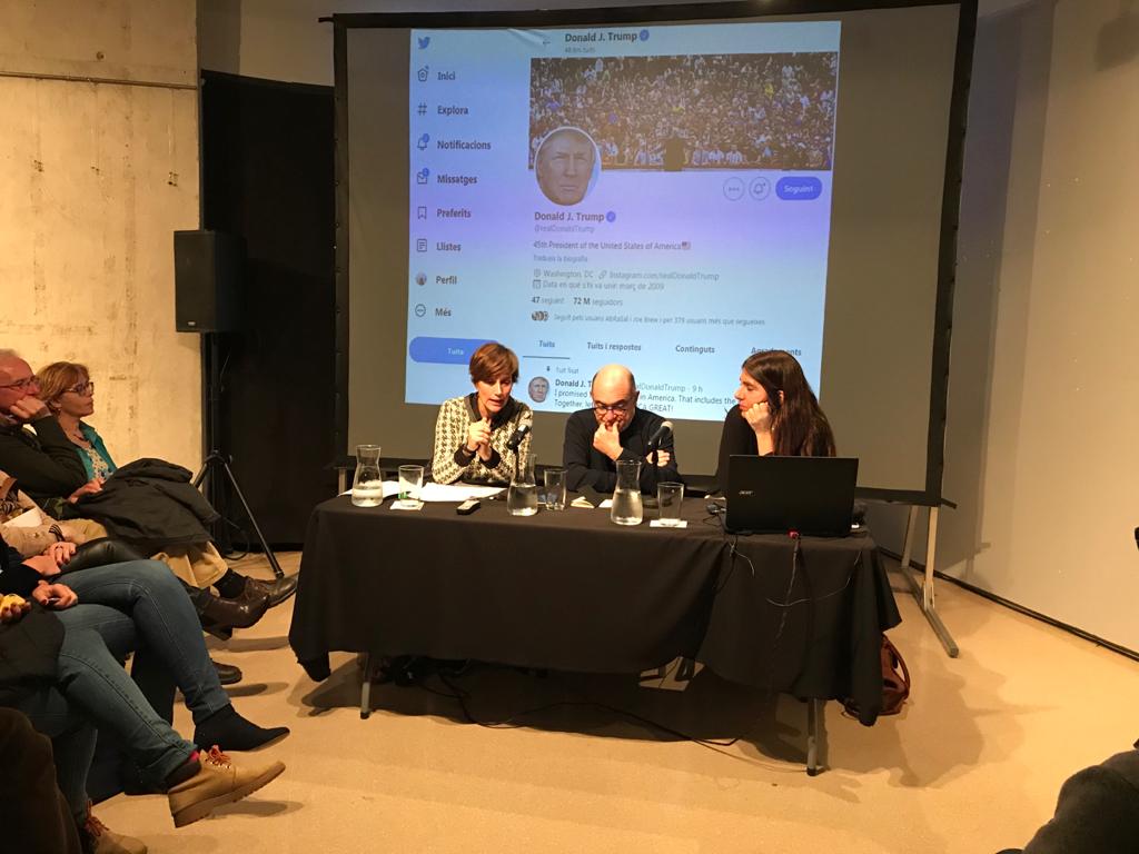 Sans, Barbeta i Cernadas durant una  conferència del cicle Enraonar. FOTO: TOT Sant Cugat