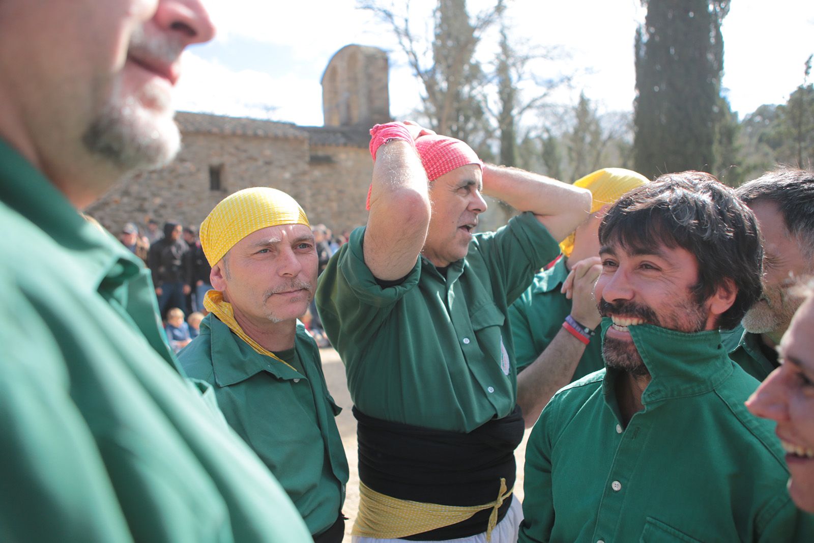 Els Castellers a Sant Medir. FOTO: Artur Ribera