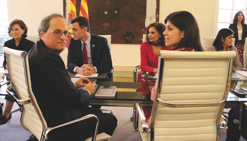 Quim Torra i Pedro Sánchez a la taula. FOTO: Cedida