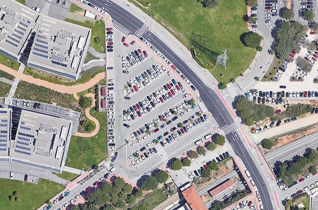 Vista de satèlit de l'aparcament de l'estació de FGC de Sant Joan a Sant Cugat FOTO: Google Maps