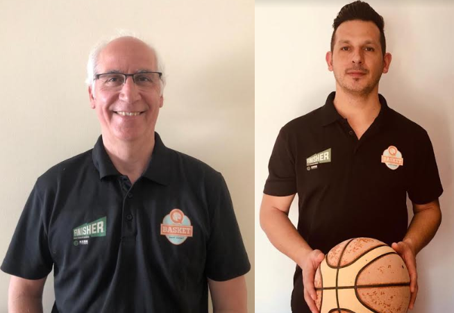 Agustí Forné (a l'esquerra) i David Oliver (a la dreta) entrenadors del Qbasket Sant Cugat. FOTO: Cedida