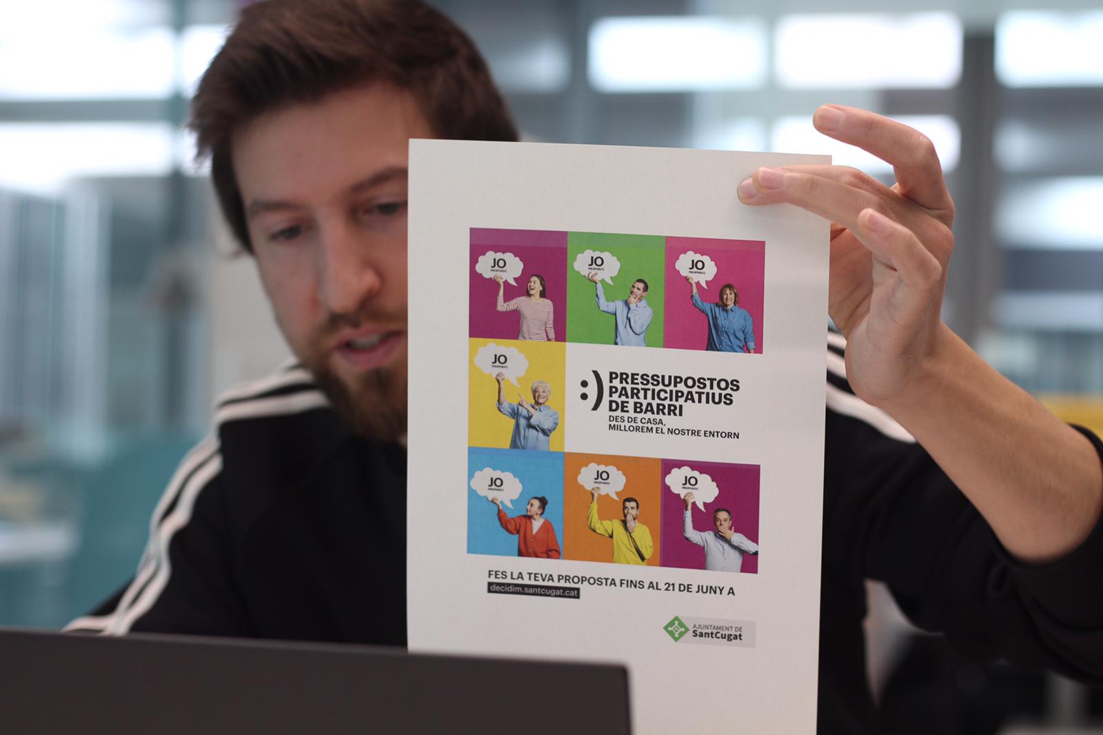 El regidor de Participació, Marco Simarro, en la presentació dels Pressupostos Participatius FOTO: Ajuntament Sant Cugat