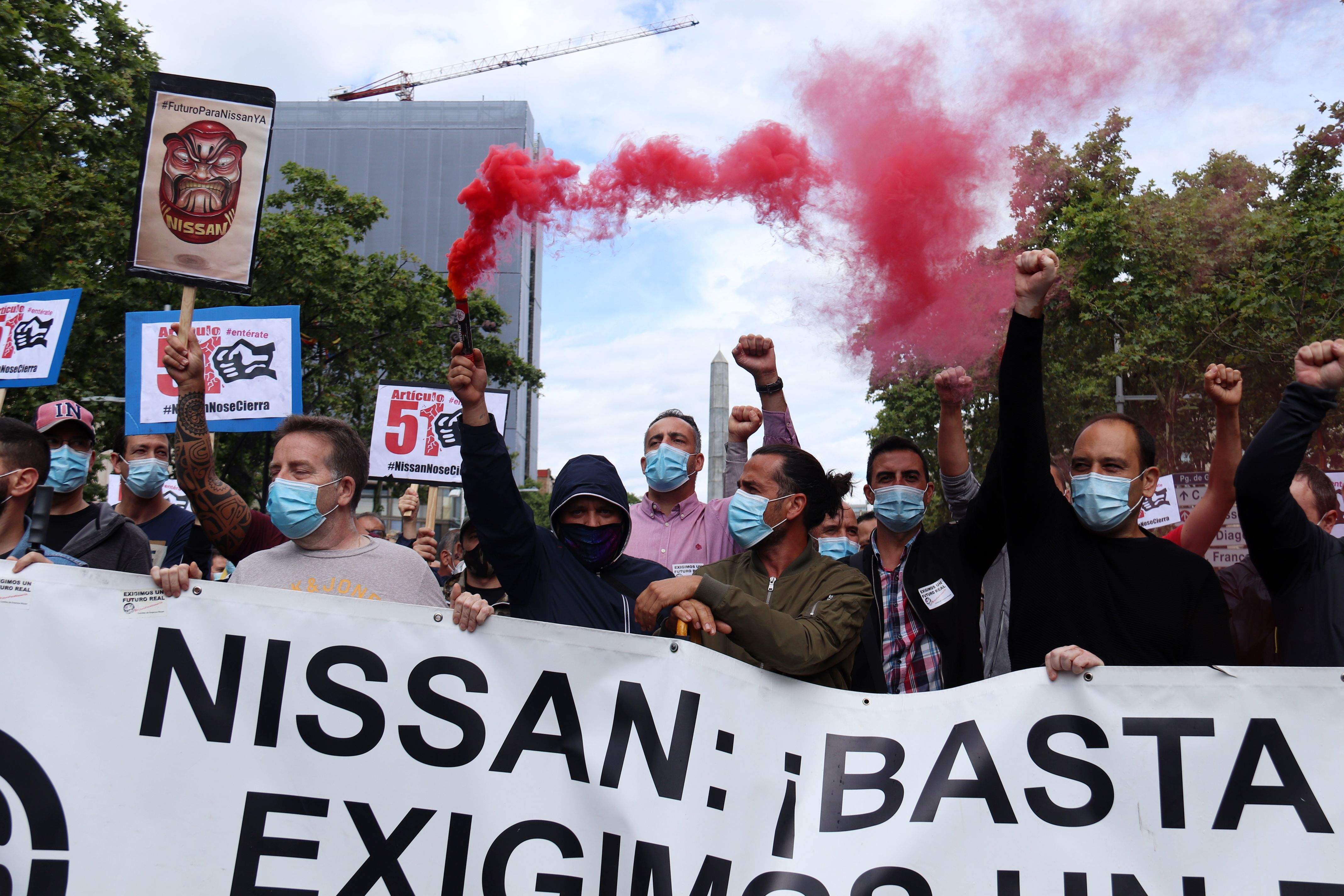Una manifestació dels treballadors de la Nissan a Barcelona FOTO: ACN / Aina Martí 