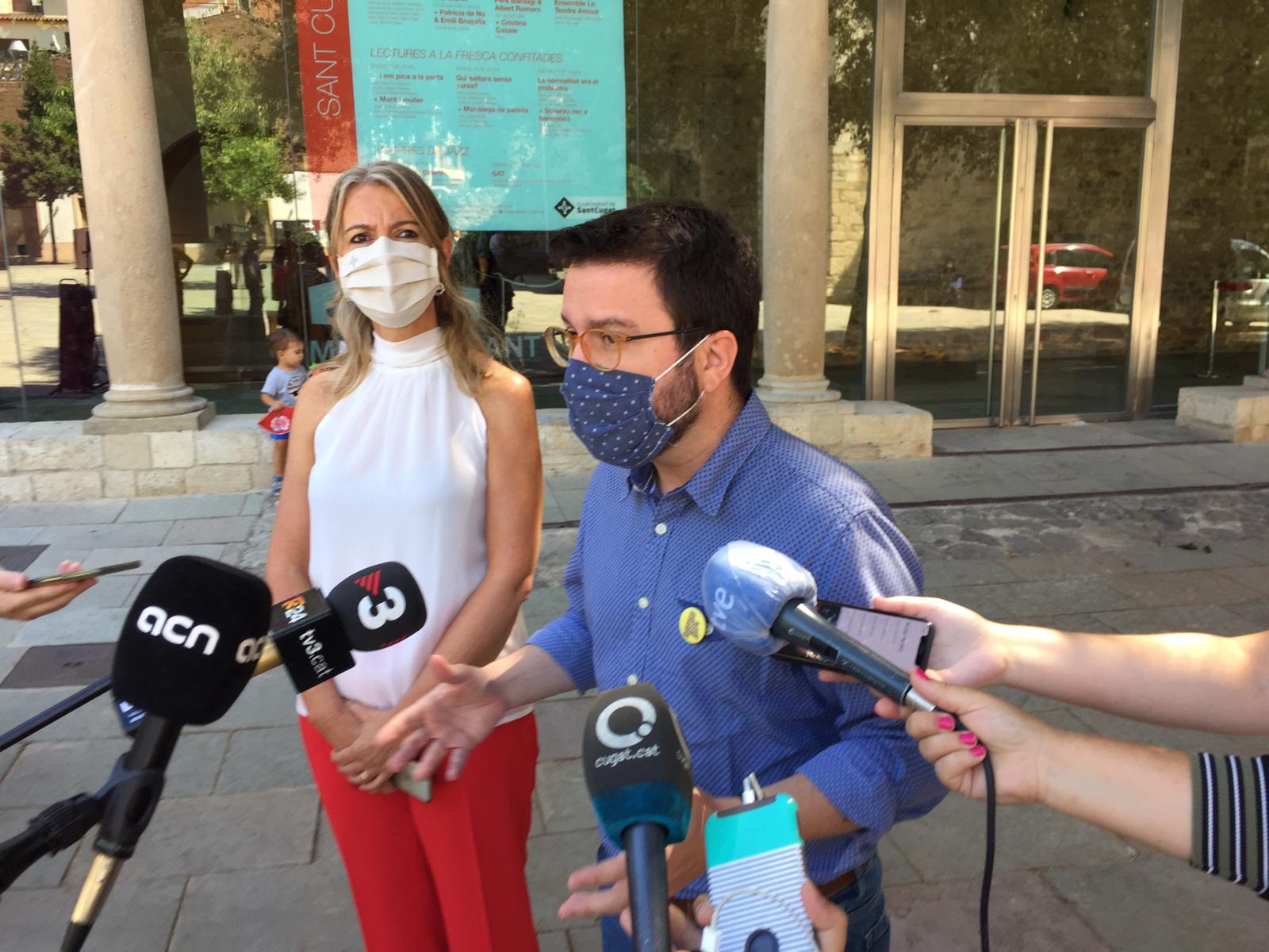 L'alcaldessa de Sant Cugat, Mireia Ingla i el vicepresident de la Generalitat, Pere Aragonès. FOTO: JLSilva