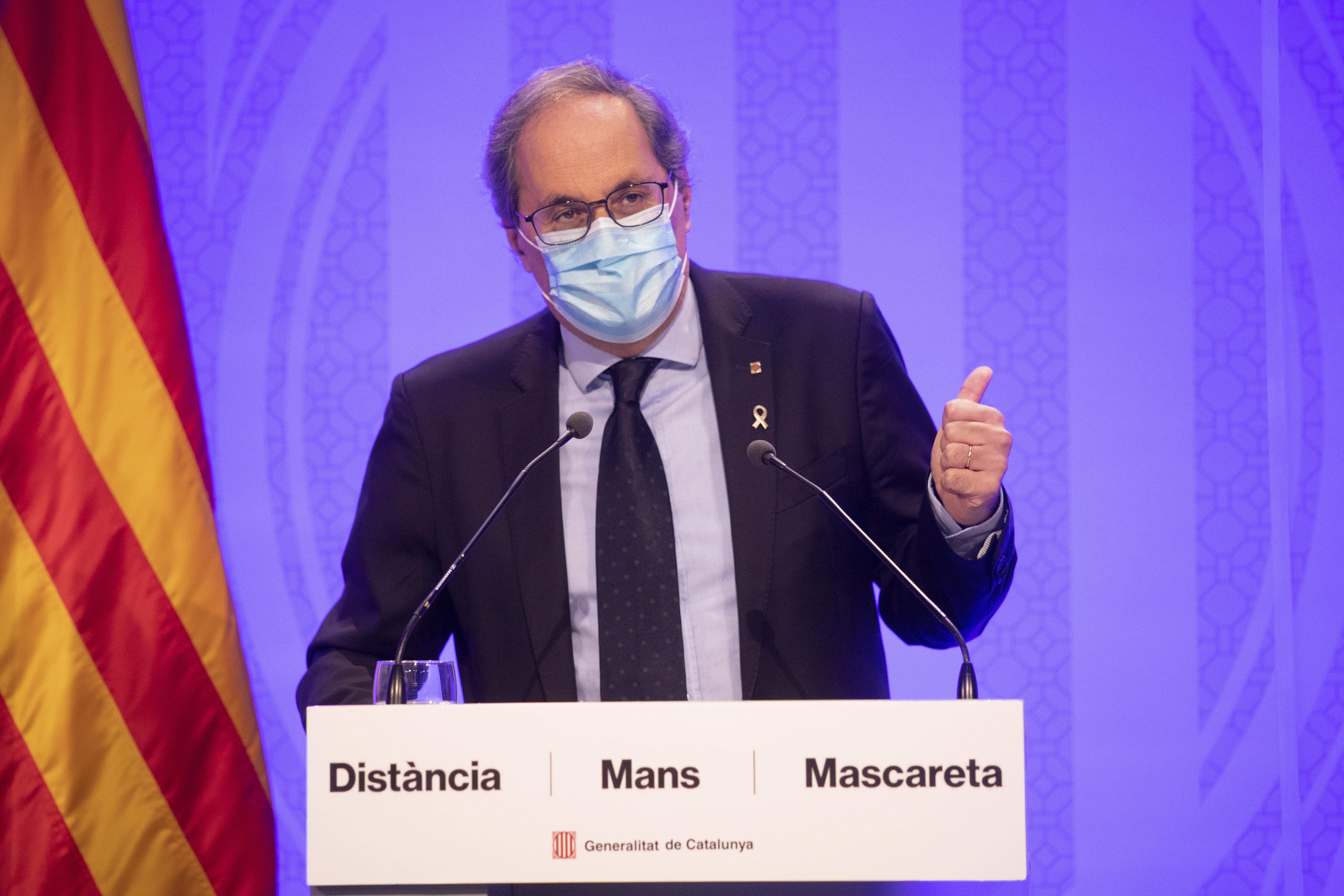 El president Quim Torra durant la presentació de les noves mesures per fer front a la pandèmia del coronavirus. FOTO: Generalitat de Catalunya