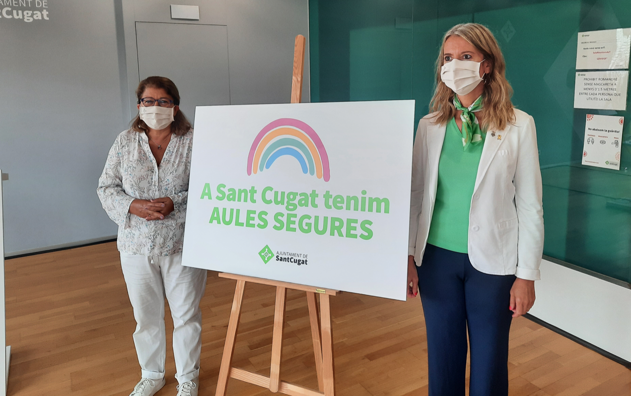 La regidora d'Educació, Pilar Gorina; i l'alcaldessa de Sant Cugat, Mireia Ingla FOTO: TOT