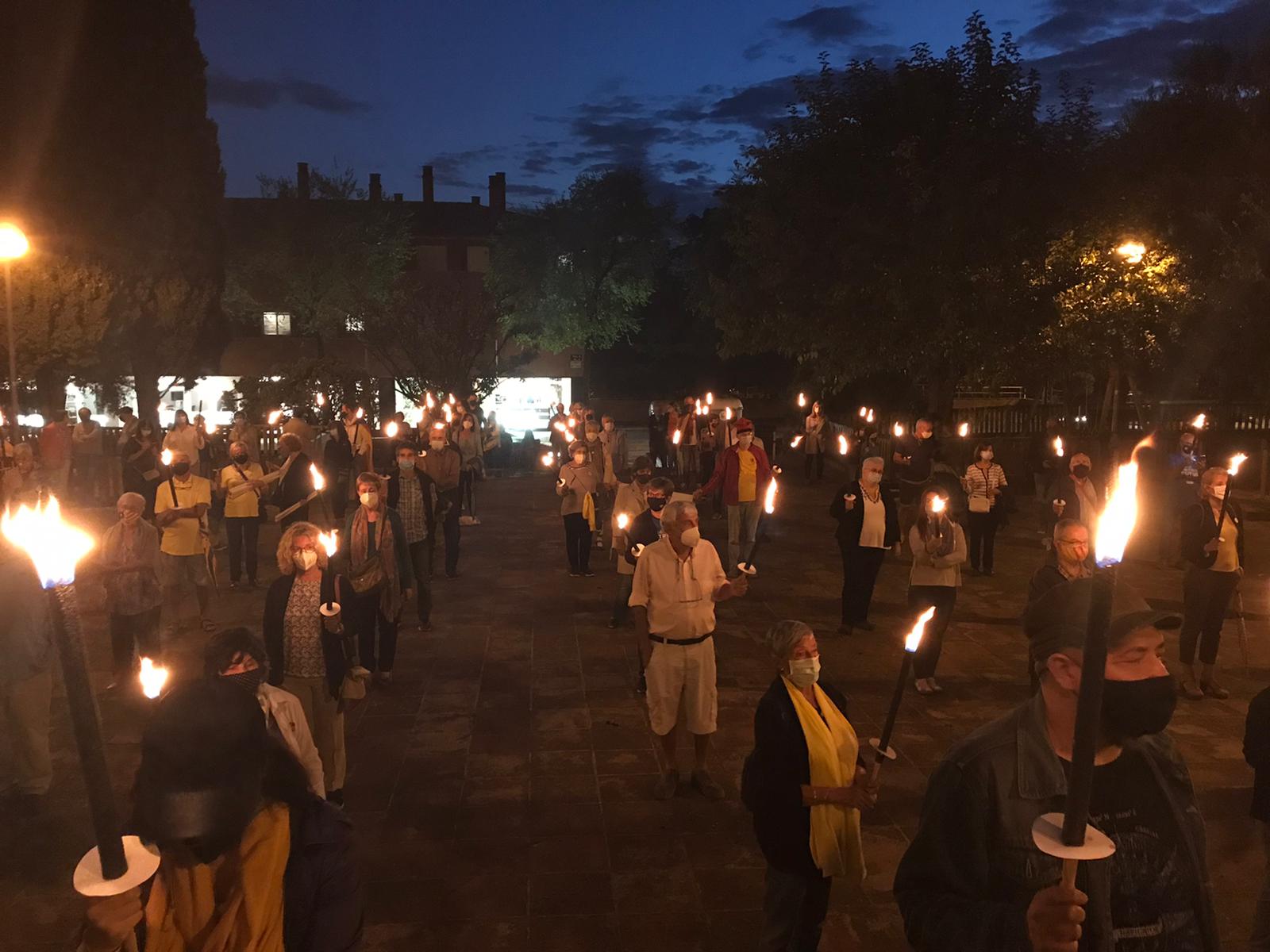 La Concentració de Torxes s'ha celebrat a la plaça de Rafael de Casanova. FOTO: Ferran Mitjà
