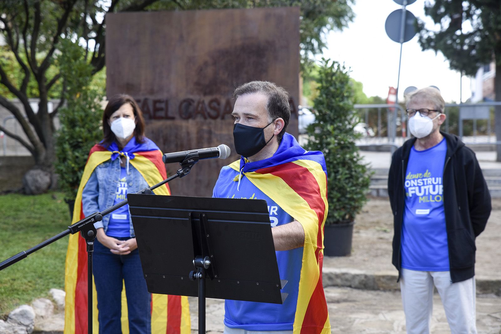 Ofrena floral de l'Assemblea Nacional Catalana al monument de Rafael Casanova. Foto: Bernat Millet.