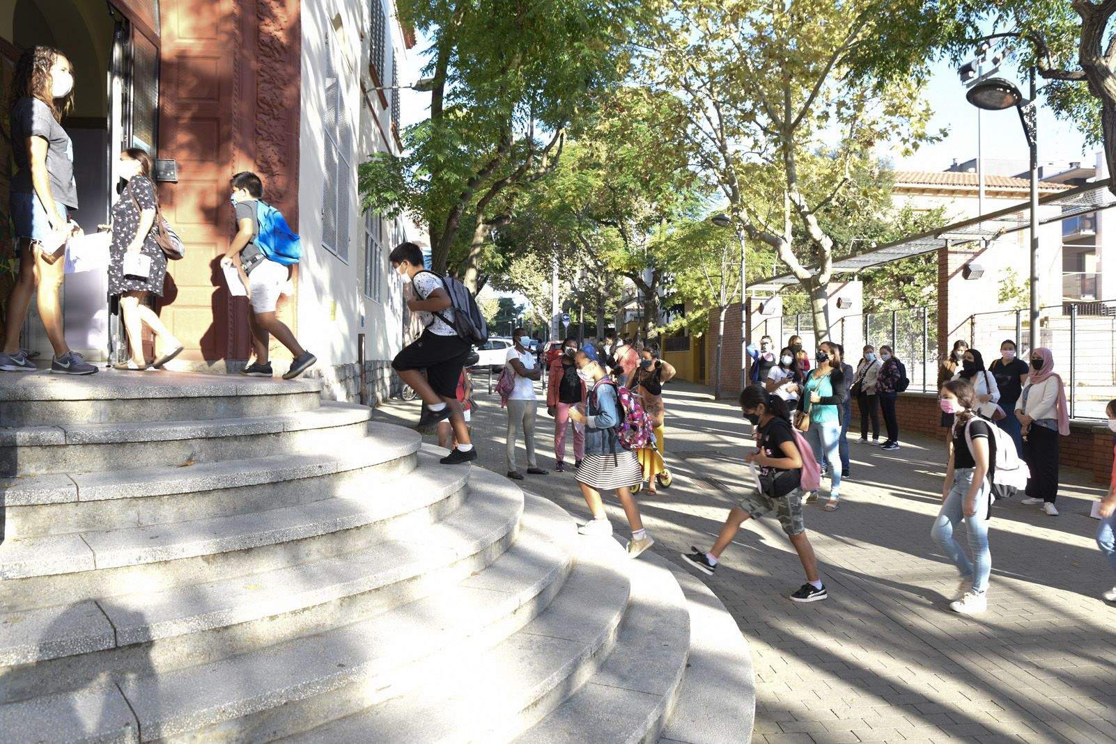 1er dia d'escola després de sis mesos a l'Escola Joan Maragall. Foto: Bernat Millet.
