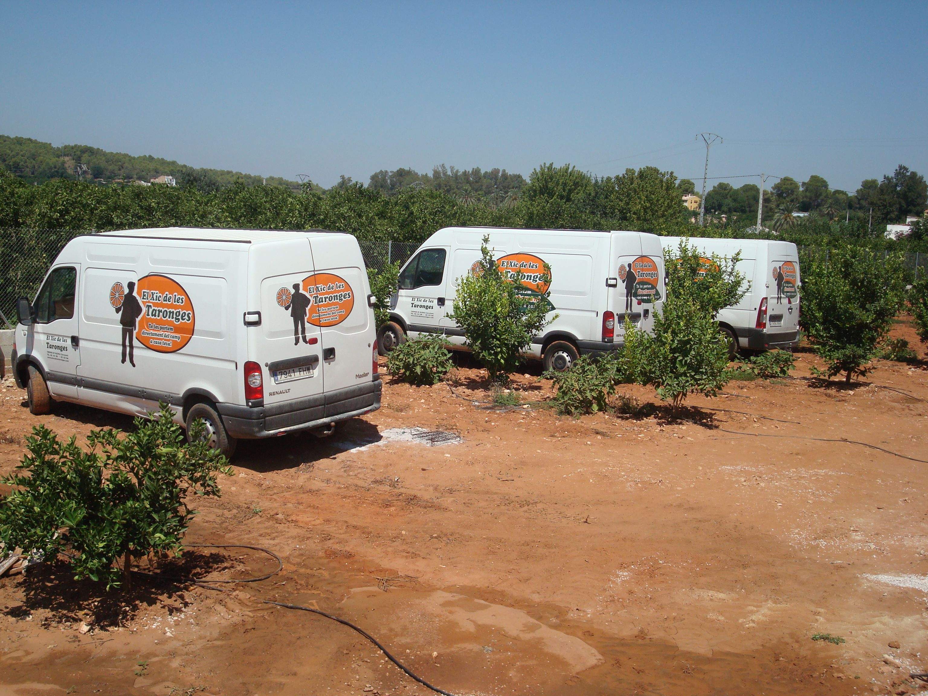 Furgonetes del Xic de les Taronges a punt per repartir. Cedida.