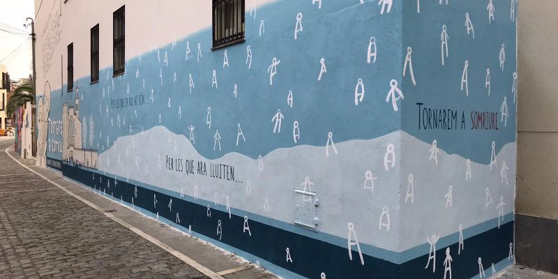 Un 'Mural de vida' esperançador contra la Covid-19 ja llueix a la Llar d'Avis
