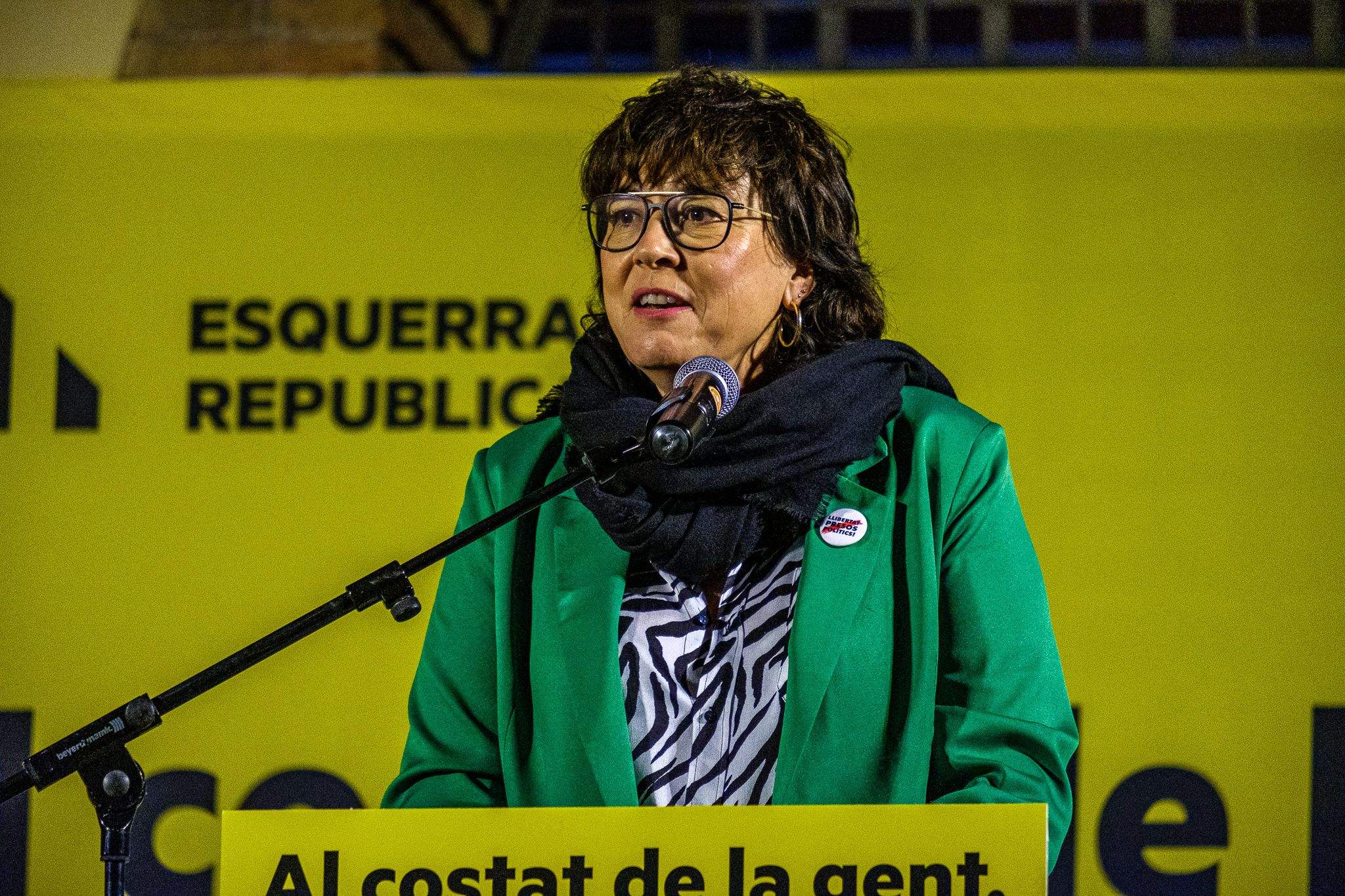L'eurodiputada Diana Riba durant l'acte de campanya d'ERC. FOTO: Ale Gómez