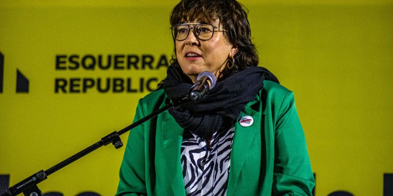 L'eurodiputada Diana Riba durant l'acte de campanya d'ERC. FOTO: Ale Gómez
