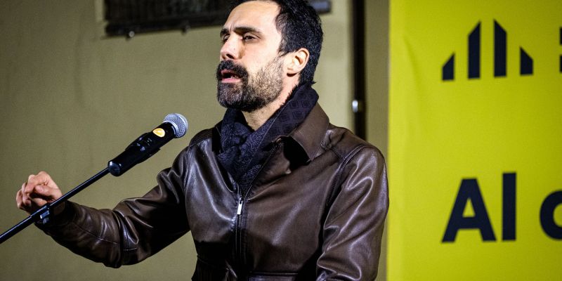 Roger Torrent, número 3 a la llista d'ERC a Barcelona, a Sant Cugat. FOTO: Ale Gómez