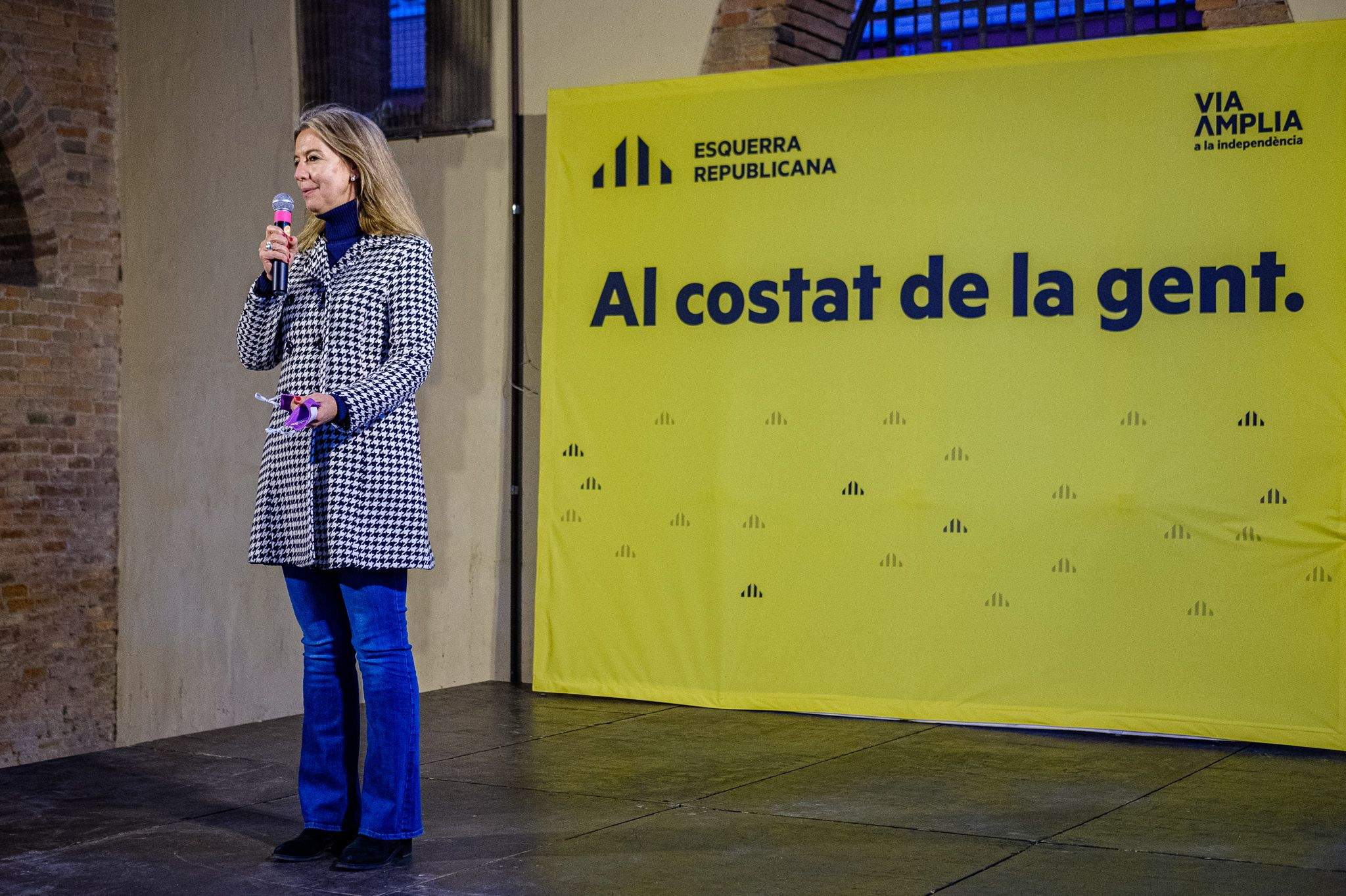 Mireia Ingla, durant l'acte de campanya d'ERC a Sant Cugat. FOTO: Ale Gómez
