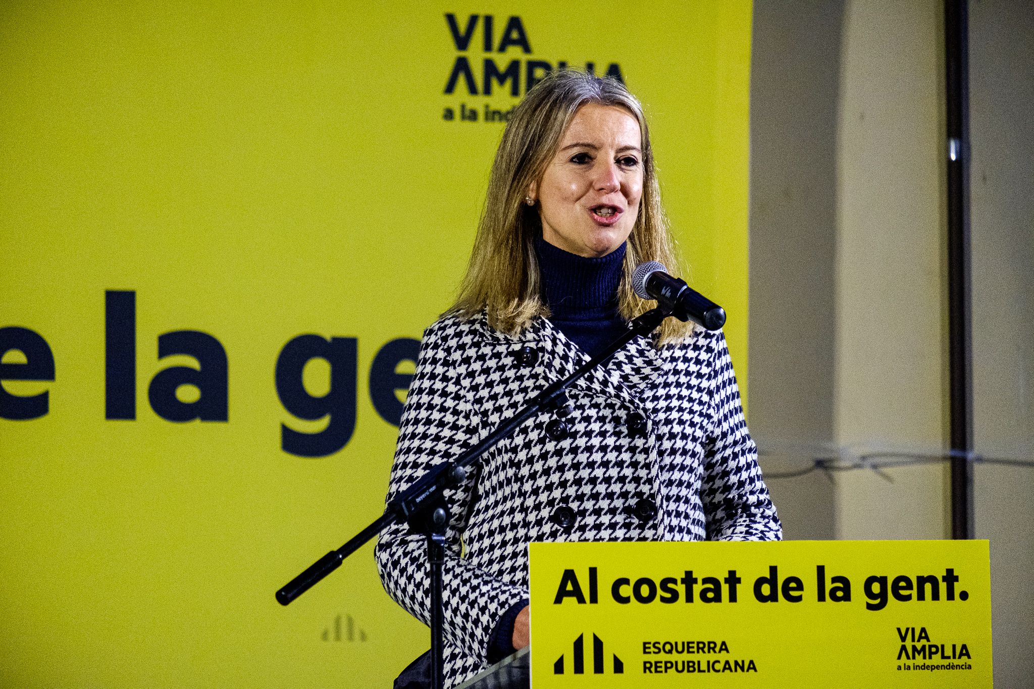 Mireia Ingla, durant l'acte de campanya d'ERC a Sant Cugat. FOTO: Ale Gómez