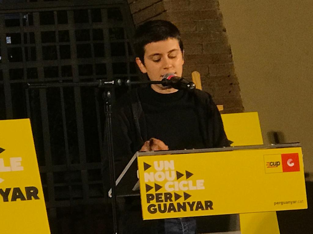 Maria Gordillo en l'acte de campanya de la CUP a Sant Cugat. FOTO: Ferran Mitjà